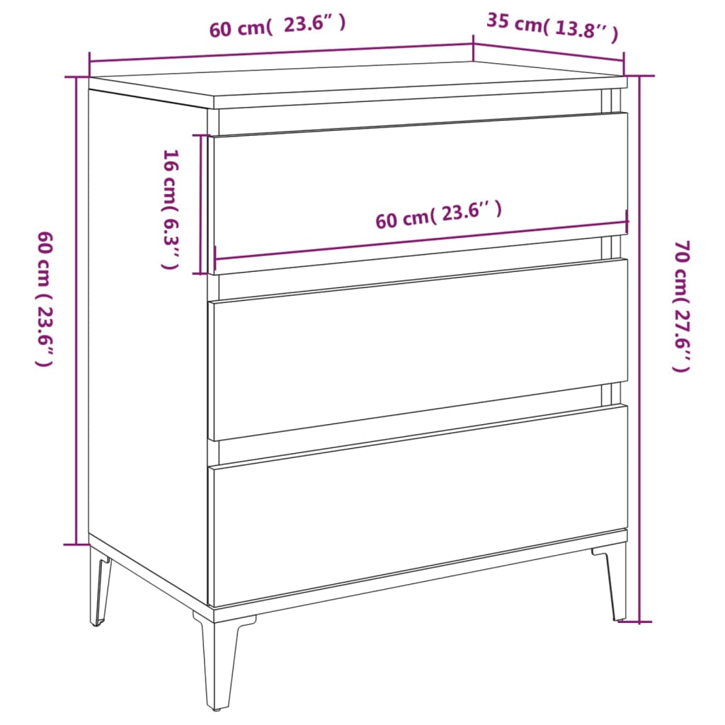 Sideboard White 60x35x70 cm Engineered Wood