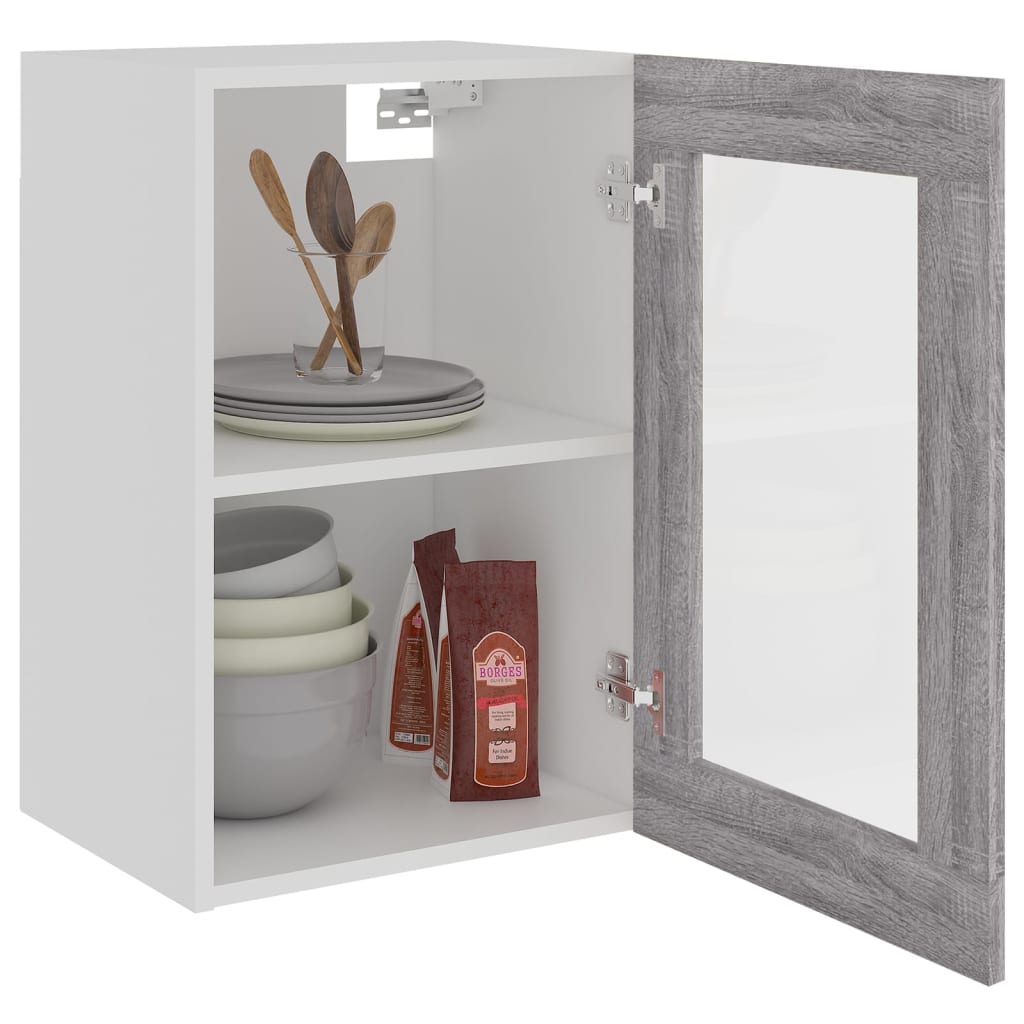 Hanging Glass Cabinet Grey Sonoma 40x31x60 cm Engineered Wood