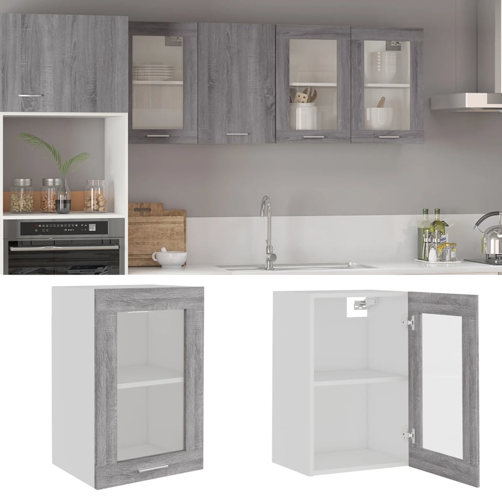 Hanging Glass Cabinet Grey Sonoma 40x31x60 cm Engineered Wood