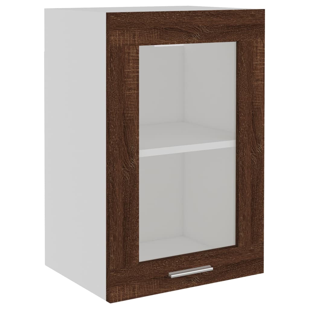 Hanging Glass Cabinet Brown Oak 40x31x60 cm Engineered Wood