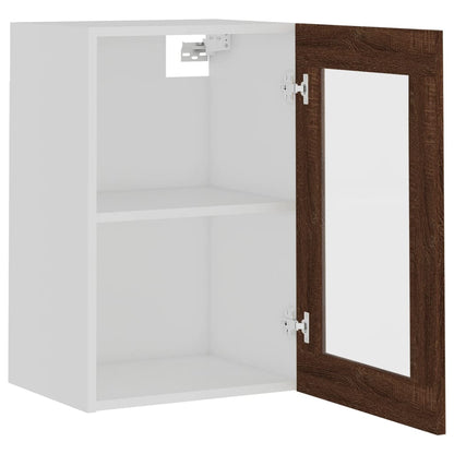 Hanging Glass Cabinet Brown Oak 40x31x60 cm Engineered Wood