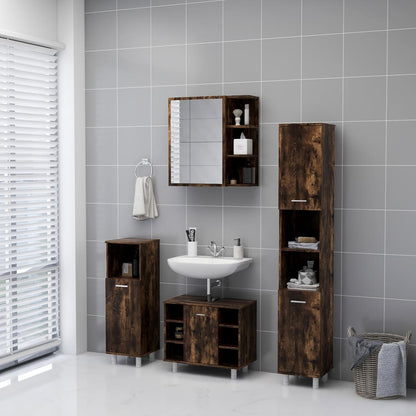 Bathroom Mirror Cabinet Smoked Oak 62.5x20.5x64cm Engineered Wood