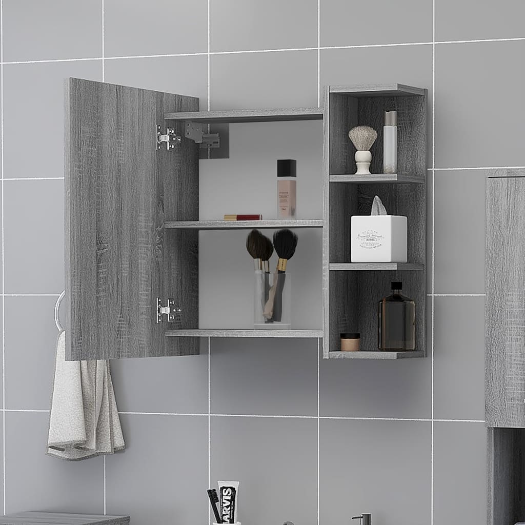 Bathroom Mirror Cabinet Grey Sonoma 62.5x20.5x64 cm Engineered Wood