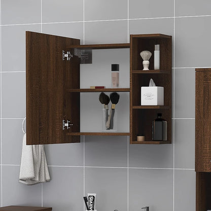 Bathroom Mirror Cabinet Brown Oak 62.5x20.5x64cm Engineered Wood