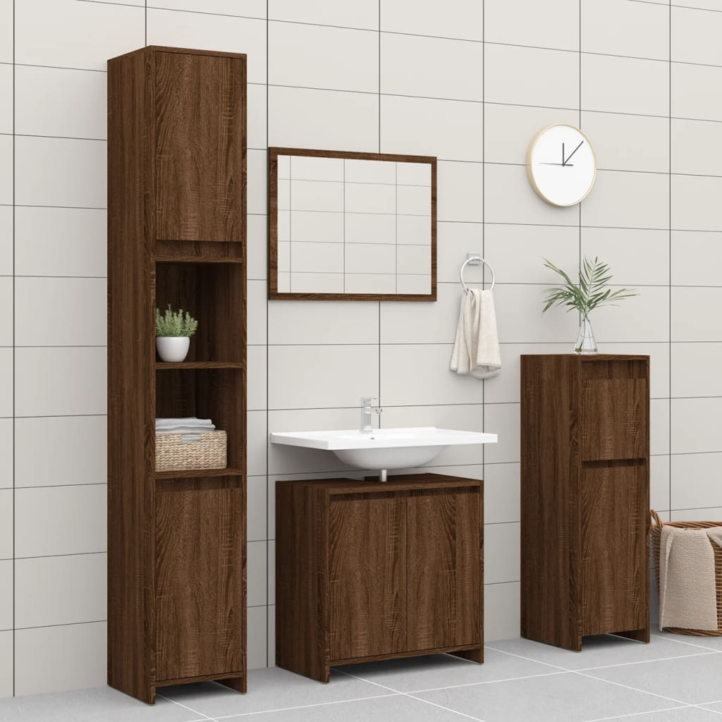 Bathroom Cabinet Brown Oak 60x33x61 cm Engineered Wood