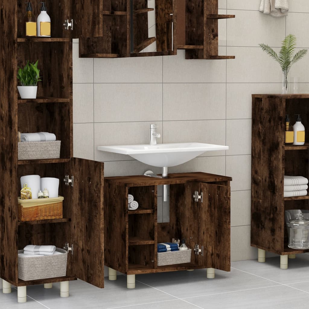 Bathroom Cabinet Smoked Oak 60x32x53.5 cm Engineered Wood