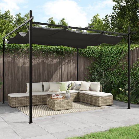 Pergola with Retractable Roof Anthracite 295x292x230 cm