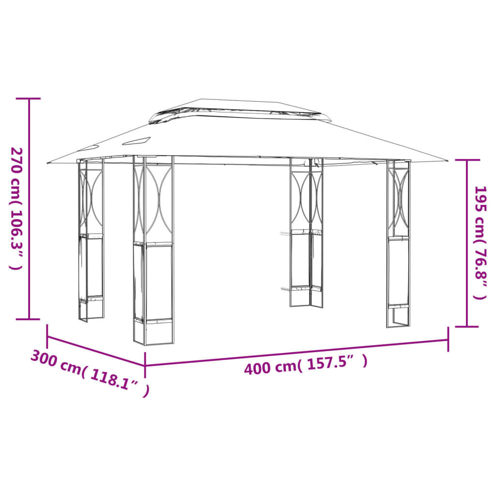 Gazebo with Roof Anthracite 400x300x270 cm Steel