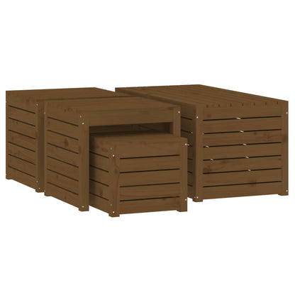 4 Piece Garden Box Set Honey Brown Solid Wood Pine