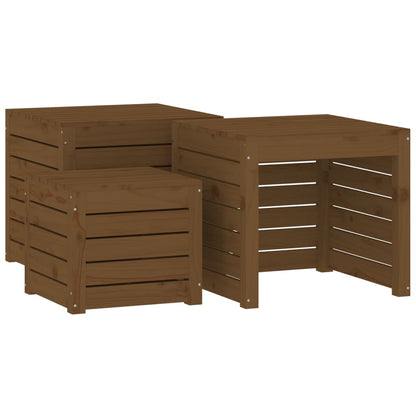 4 Piece Garden Box Set Honey Brown Solid Wood Pine