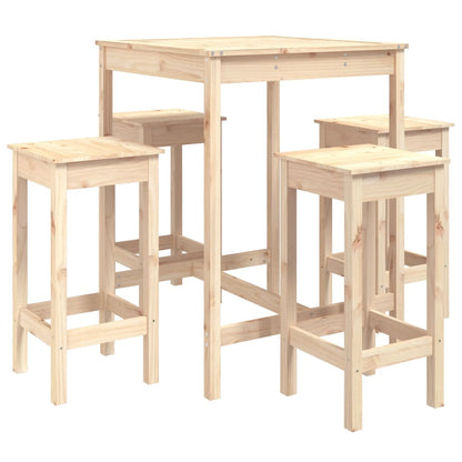 5 Piece Garden Bar Set Solid Wood Pine