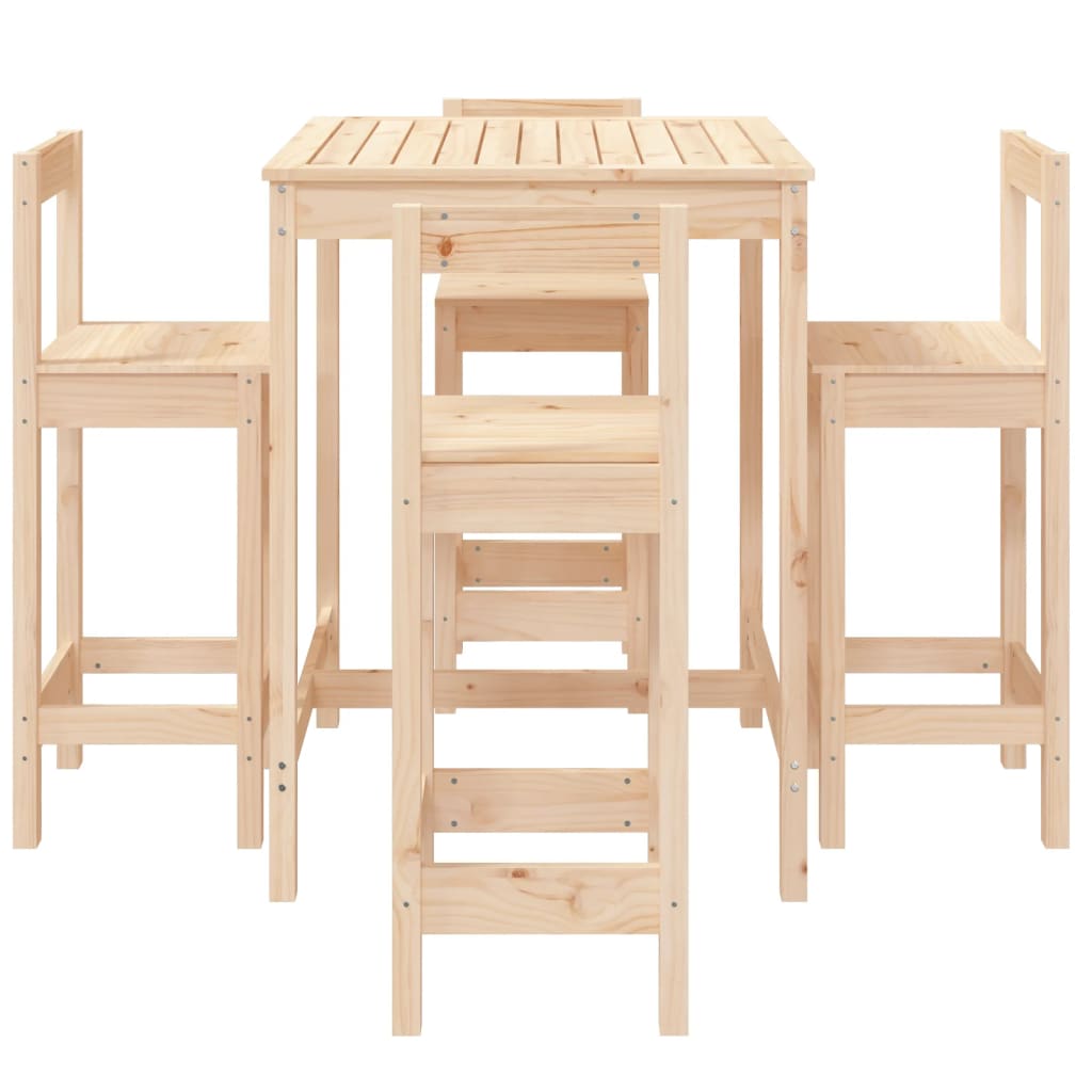 5 Piece Garden Bar Set Solid Wood Pine