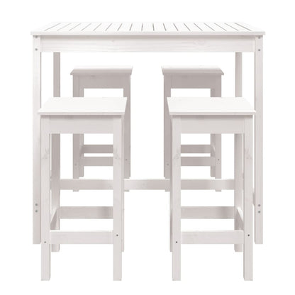 5 Piece Garden Bar Set White Solid Wood Pine