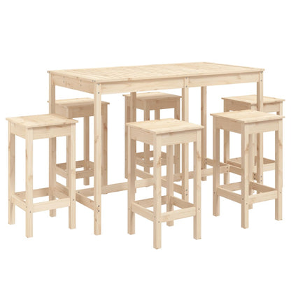 7 Piece Garden Bar Set Solid Wood Pine