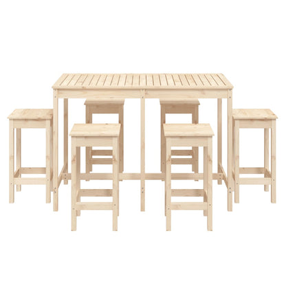 7 Piece Garden Bar Set Solid Wood Pine