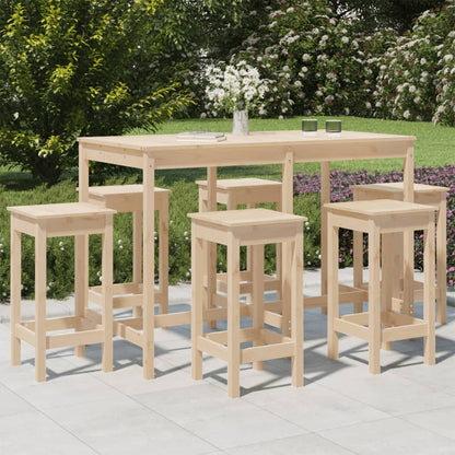 7 Piece Garden Bar Set Solid Wood Pine