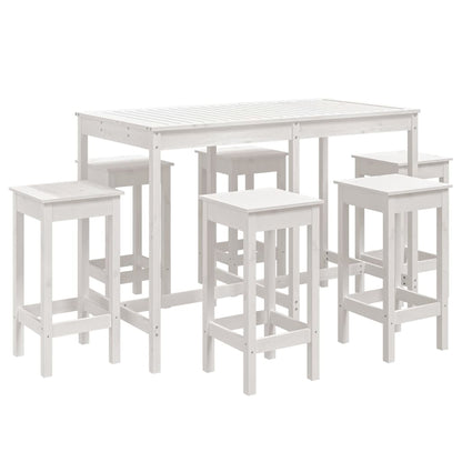 7 Piece Garden Bar Set White Solid Wood Pine