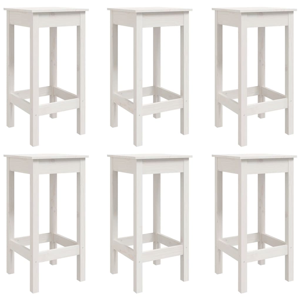 7 Piece Garden Bar Set White Solid Wood Pine