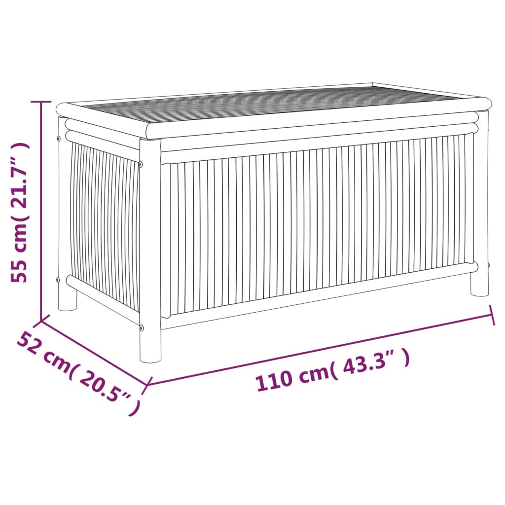 Garden Storage Box 110x52x55cm Bamboo