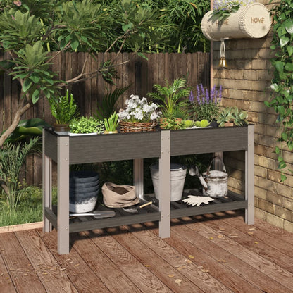 Garden Raised Bed with Shelf Grey 150x50x75 cm WPC