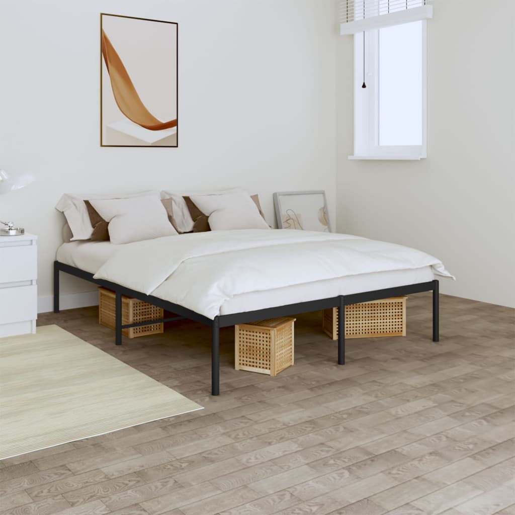 Metal Bed Frame without Mattress Black 160x200cm
