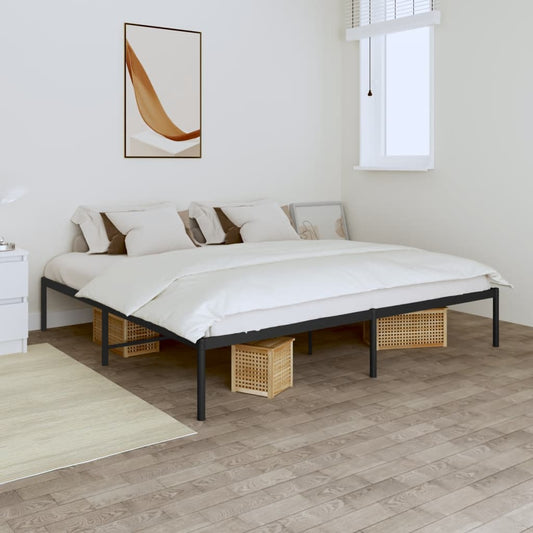 Metal Bed Frame without Mattress Black 200x200cm