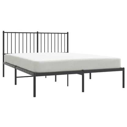 Metal Bed Frame without Mattress with Headboard Black 140x200cm