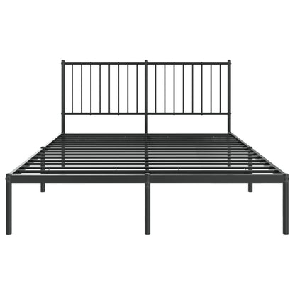 Metal Bed Frame without Mattress with Headboard Black 140x200cm