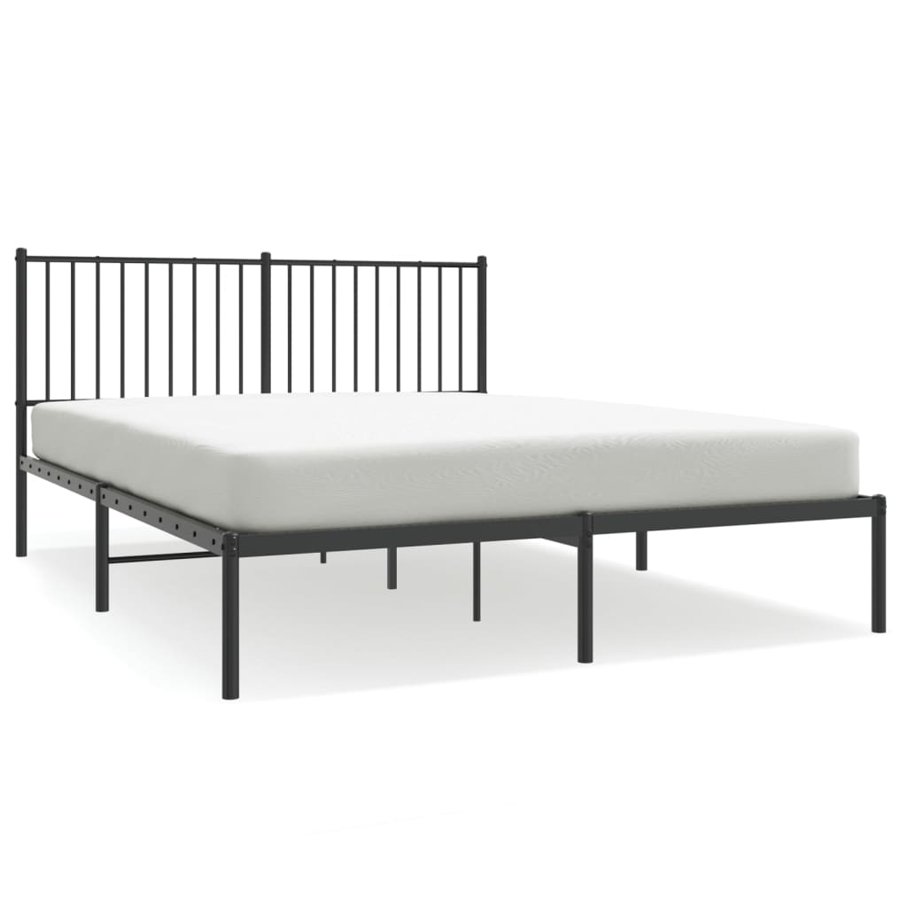 Metal Bed Frame without Mattress with Headboard Black 160x200cm