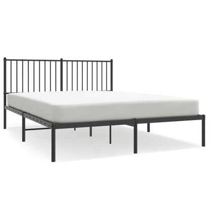 Metal Bed Frame without Mattress with Headboard Black 160x200cm
