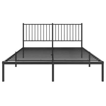 Metal Bed Frame without Mattress with Headboard Black 160x200cm
