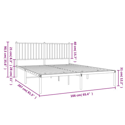 Metal Bed Frame without Mattress with Headboard Black 160x200cm