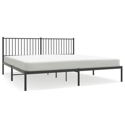 Metal Bed Frame without Mattress with Headboard Black 200x200cm