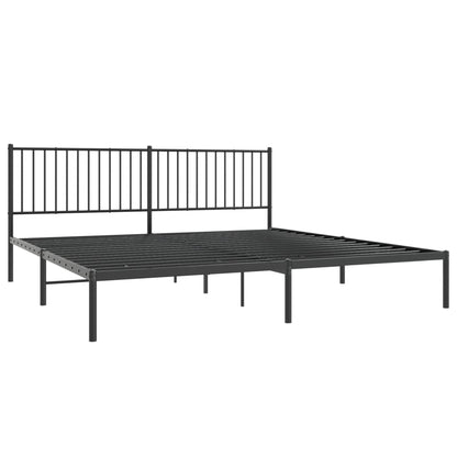 Metal Bed Frame without Mattress with Headboard Black 200x200cm