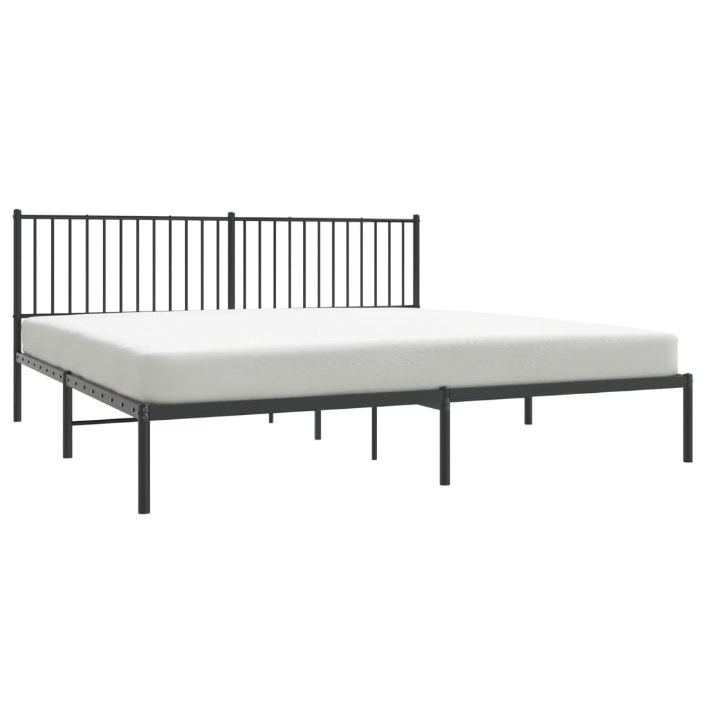Metal Bed Frame without Mattress with Headboard Black 200x200cm