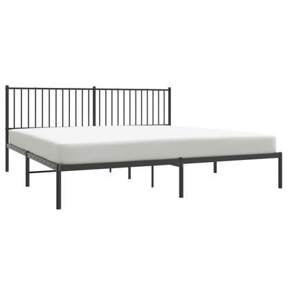 Metal Bed Frame without Mattress with Headboard Black 200x200cm