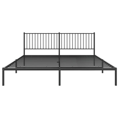 Metal Bed Frame without Mattress with Headboard Black 200x200cm