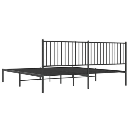 Metal Bed Frame without Mattress with Headboard Black 200x200cm