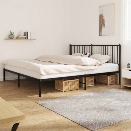 Metal Bed Frame without Mattress with Headboard Black 200x200cm