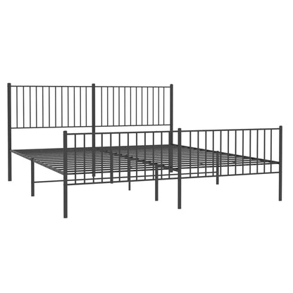 Metal Bed Frame without Mattress with Footboard Black 200x200cm