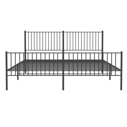 Metal Bed Frame without Mattress with Footboard Black 200x200cm