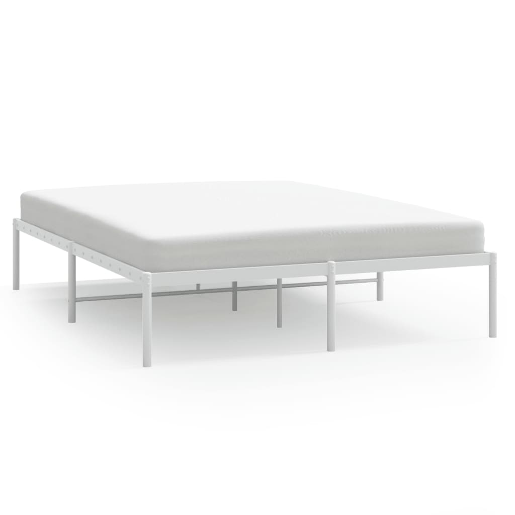 Metal Bed Frame without Mattress White 140x190cm
