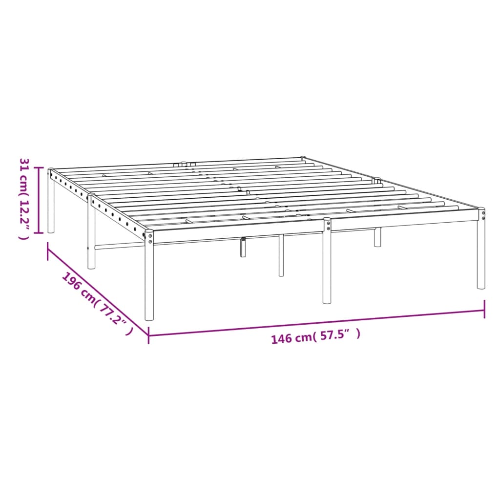 Metal Bed Frame without Mattress White 140x190cm