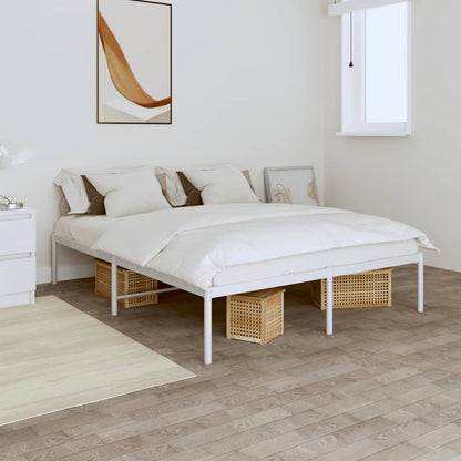 Metal Bed Frame without Mattress White 140x190cm