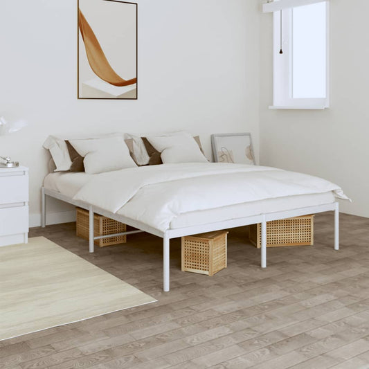 Metal Bed Frame without Mattress White 140x190cm