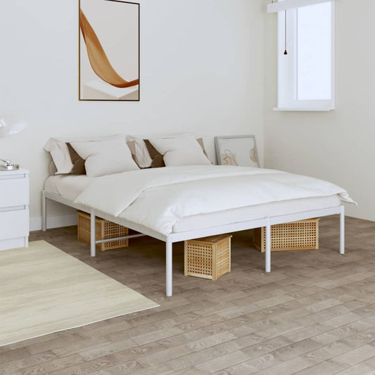 Metal Bed Frame without Mattress White 160x200cm