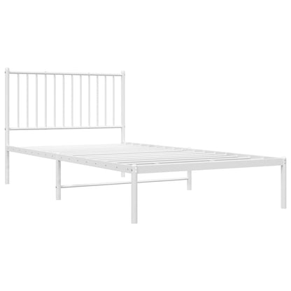 Metal Bed Frame without Mattress with Headboard White 100x200cm