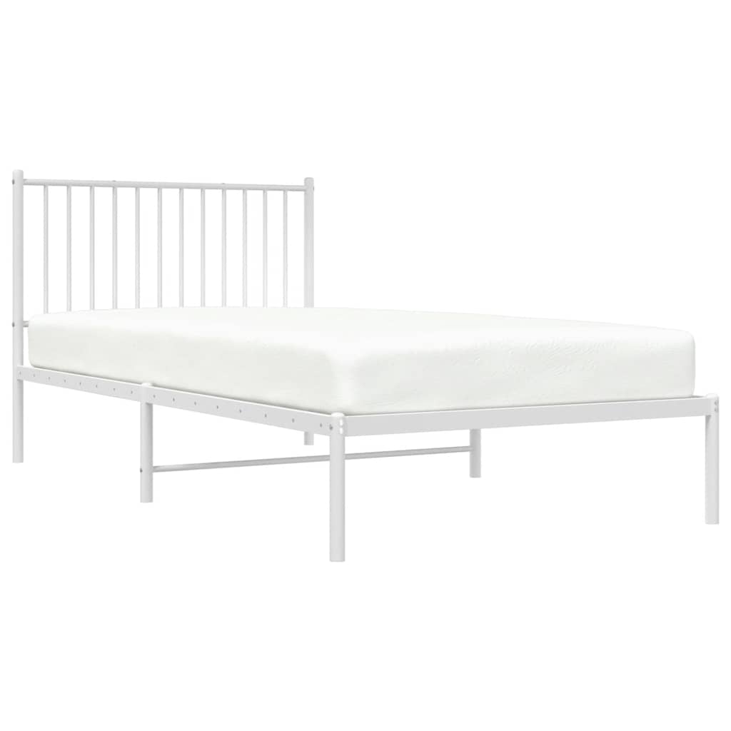 Metal Bed Frame without Mattress with Headboard White 100x200cm