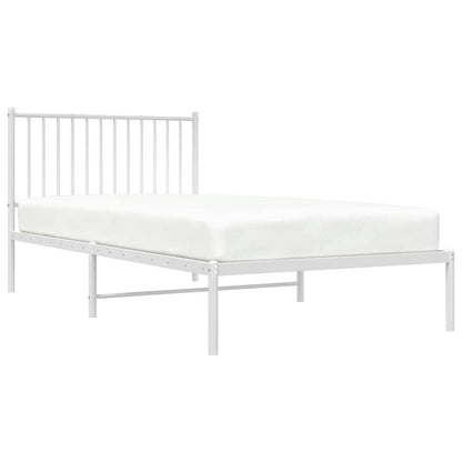 Metal Bed Frame without Mattress with Headboard White 100x200cm