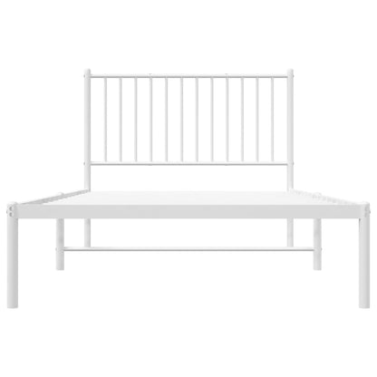 Metal Bed Frame without Mattress with Headboard White 100x200cm